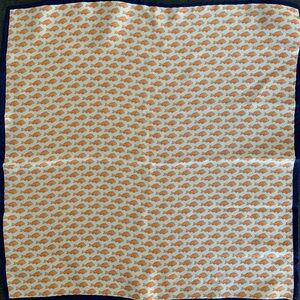 Orange Fish Patterned Silk Pocket Square